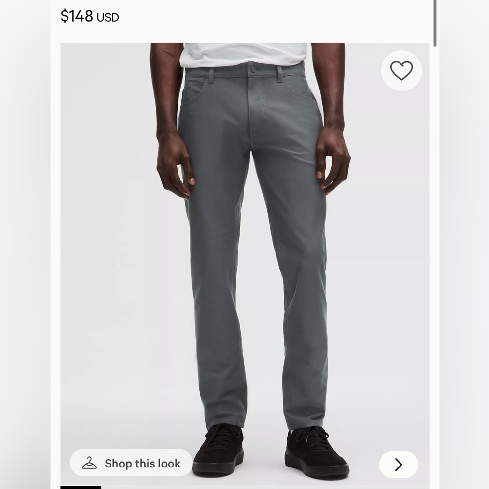 Men's Lululemon Grey Straight-Leg Pants Size 30